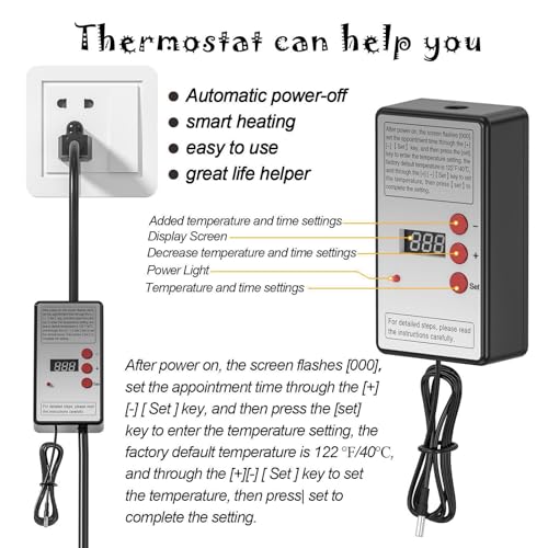 2000W Immersion Water Heater - Constant Temperature Electric Submersible Model with Stainless Steel Guard Cover and Built-in Digital LCD Thermometer