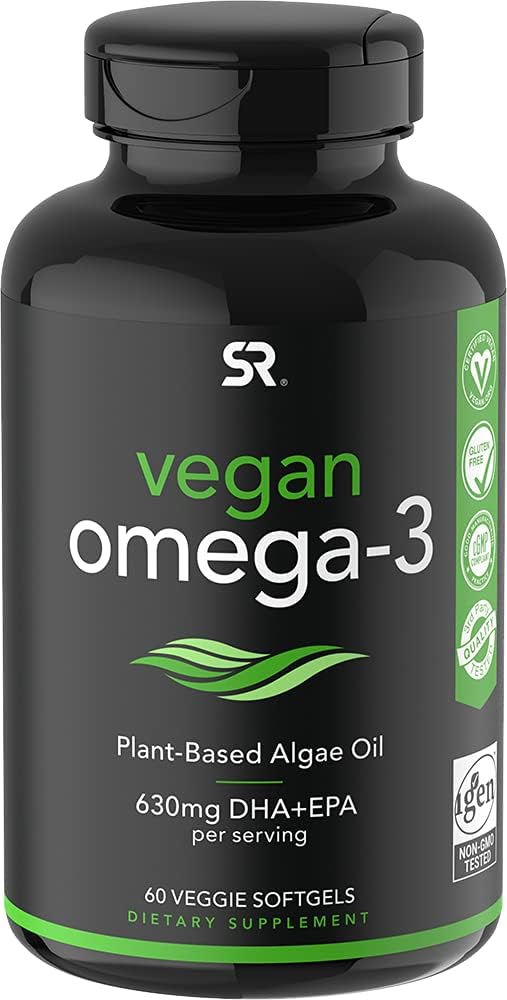 Vegan Omega-3 Fish Oil Alternative sourced from Algae Oil | Highest Levels of Vegan DHA & EPA Fatty Acids | Non-GMO Verified & Vegan Certified - 60 Veggie Softgels (Carrageenan Free): Health & Personal Care
