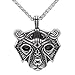 GuoShuang Men stainless steel bear head norse viking amulet pendant necklace