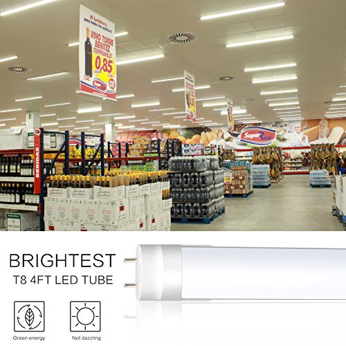 DIKAIDA 2 Pack T8 Led Light Tube, 4FT, 18W(32W Replacement), 2000Lm, 6500K Super Bright Fluorescent Replacement Lamp with White Cover, Dual-End & Single-End Powered, Works with/Without Ballast - Thumbnail 4