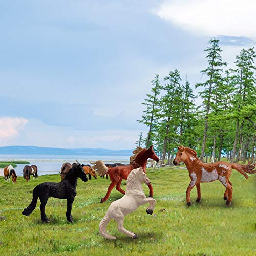 TOYMANY 12PCS 12" Tiny Horse Figurines Toy Set, Plastic Miniature Pony