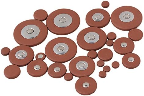 Yibuy Orange Color Leather Tenor Saxophone Alto Sax Pads with Different Size Set of 28