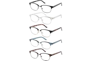EYECEDAR 5-Pack Reading Glasses Men Women Blue Light Blocking Oval Frame Style Spring Hinges Readers 2.00