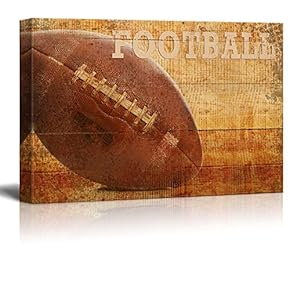 Rustic Football - Football Vintage Wood Grain - Canvas Art Home Art - 12x18 inches