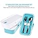 LookBack Leakproof Bento Lunch Box - Stainless Steel Silverware and 2 Layers Lunch Box, BPA Free, Blue