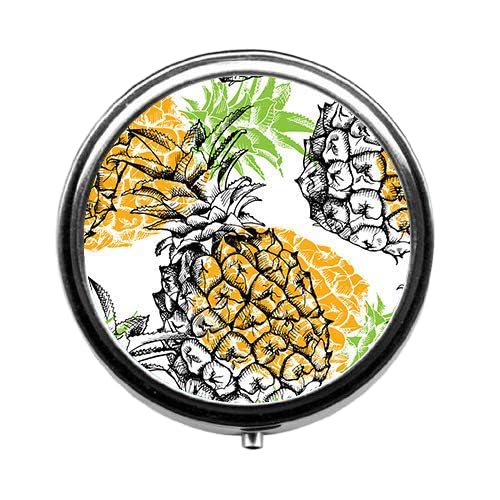Cartoon Pineapple Cute Pill Box/Pill case-Round Pill Box/case- Three-Compartment Pill Box/Pill case …