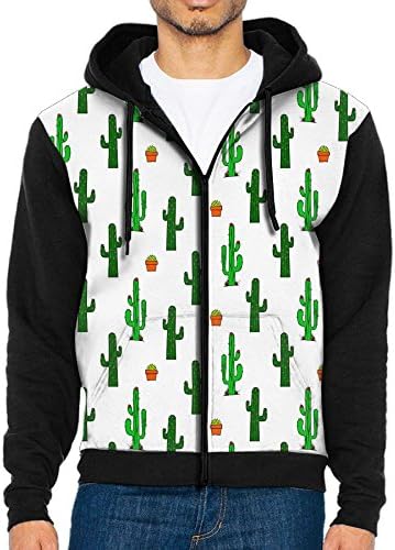 Joapron Cactus Men's Zipper Splicing Overcoat Belt Hat and Pocket S