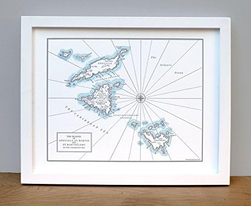 Anguilla, St. Martin, and St. Barts Letterpress Map Unframed Print