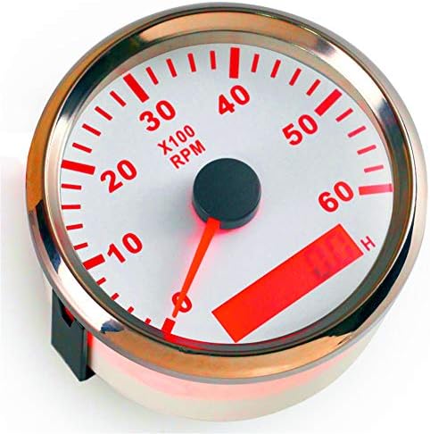 Kadir Koc 1pc 85mm Instrument Panel Tachometer Gauges Red Backlight with Hour Meters Waterproof 0-6000RPM Revolution Meters RPM