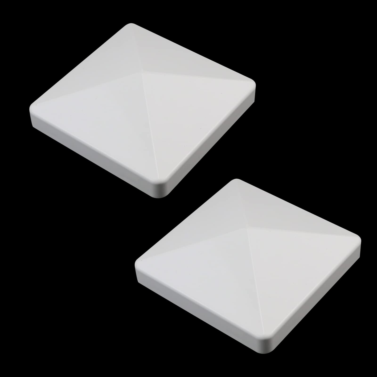 Dnyta 2 Pcs Post Caps White 4x4 Inches Vinyl Fence Cap PVC Top Panel Pyramid Fence Post Cap