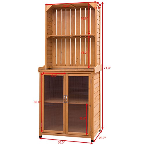 SKEMiDEX--- Potting Bench Cabinet Storage Wooden Garden Shed Tools Organizer Work Station Two doors at the bottom with shelf allow you to create the perfect storage area to meet your requirements. - Thumbnail 3
