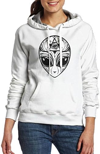 Alien Head Womens Print Cotton Long Sleeve Hoodie Pullover With Pocket