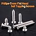 Rustark 150Pcs M5 [10-45mm] 304 Stainless Steel Flat Head Phillips Cross Wood Screw Self Tapping Drilling Screws Assortment Kit