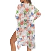 Irisjudy Women Beach Cover Up Cardigans Chiffon Open Front Kimono, Cute Fruits Loose Bathing Suit Cover Ups Wraps