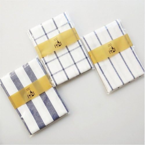 Mediterranean blue cotton plaid stripe napkin (blue grid, blue stripe, blue pinstripe) soft texture, high end of quality, each set of 3, 40cm60cm (blue)