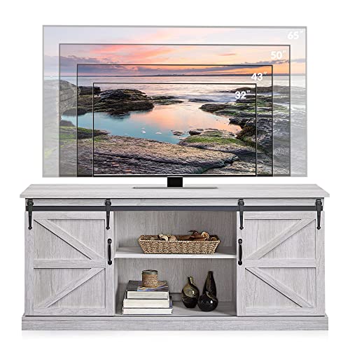 BELLEZE Modern 58 Inch Farmhouse TV Stand & Media Entertainment Center