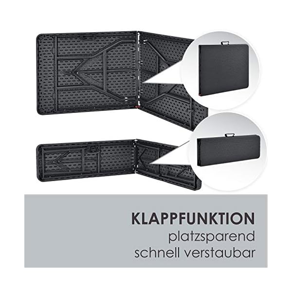 Juskys Bierzeltgarnitur Amberg 3-teilig & klappbar - 180 x 74 x 74-2 Bierbänke & Biertisch in Rattan-Optik Gartenmöbel-Set Festzeltgarnitur Camping – Bild 6