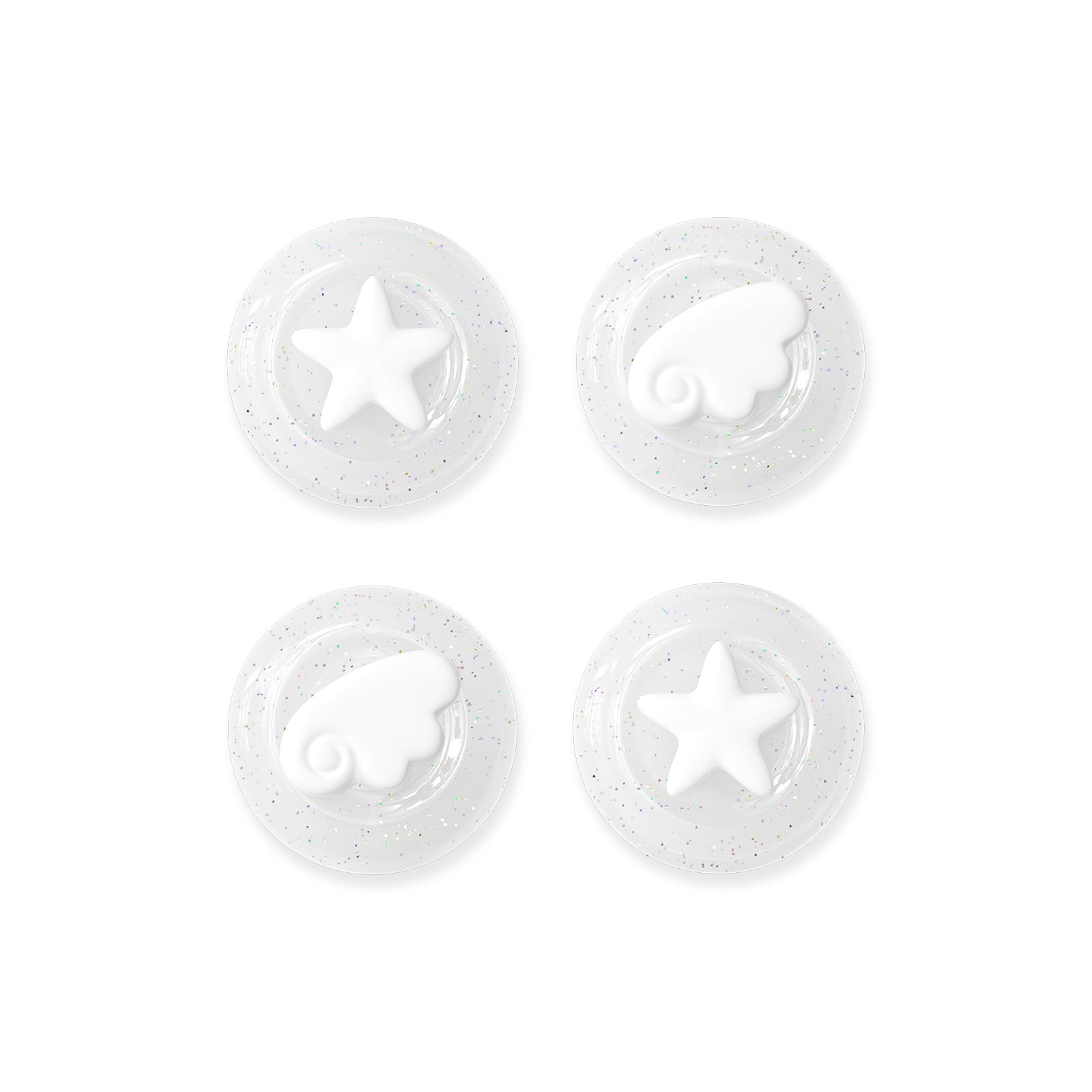 GeekShare Joystick Caps Compatible with Nintendo Switch 2 - Anti-Slip Thumb Grip Caps - 4PCS Silicone Analog Cover Thumbstick Grips for Switch 2025, Crystal Glitter Soap Bubble
