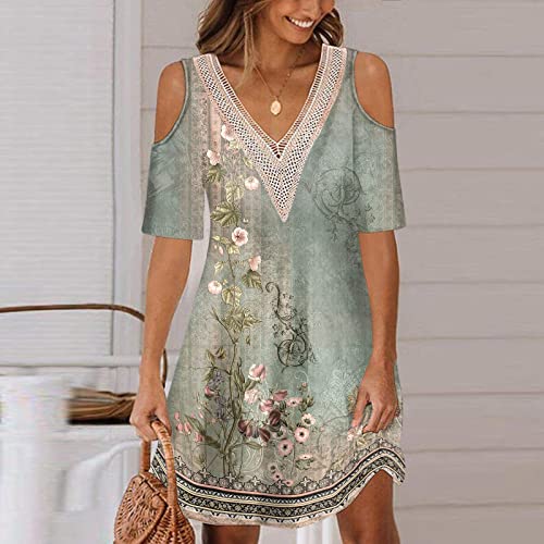 Women Summer Dresses Floral V Neck Short Sleeve Tribal Print Casual Dress  Sundresses Ethnic Ruffled Dress for Women Green in Kenya | Whizz Drop  Forwards