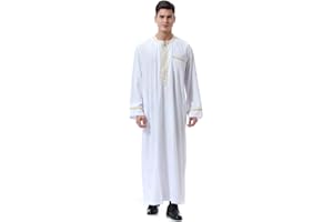 LENMIPOT Men's Muslim Clothes Durable Kaftan Robe Dubai Long Gown Ethnic Clothes,1pc Soft Robe