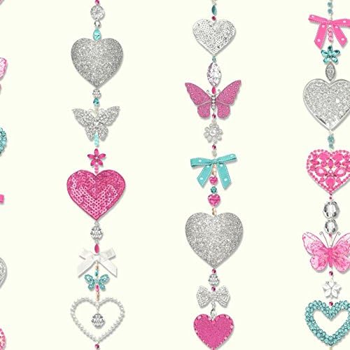 Tiffany Hearts Stripe Wallpaper - White - Arthouse 667901