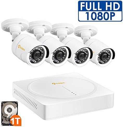 Anlapus 8CH Full HD 1080P HD-TVI Security Camera System, Surveillance DVR with 1TB Hard Drive and (4) 2.0MP 1920TVL Waterproof Outdoor Indoor CCTV Bullet Camera with Night Vision and Motion Detection