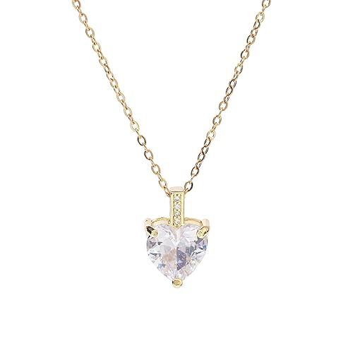 14K Gold Plated Diamond Necklaces for Women April Birthstone