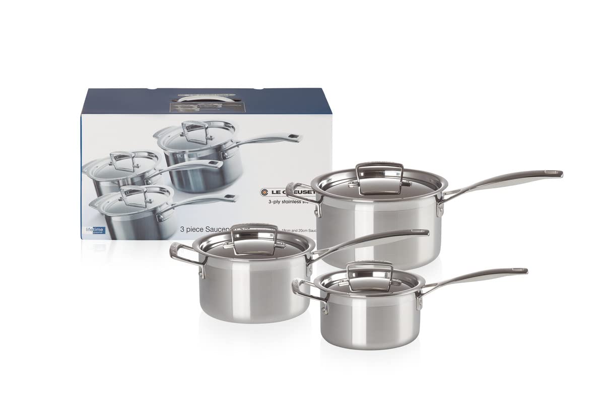 Le Creuset 3-Ply Stainless Steel Saucepan with Lid, 20 x 12.2 cm, 3 Piece, 96209000001000 — image 1