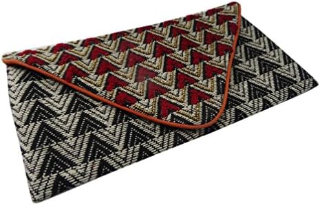 Designer Clutch Bag Handmade Fabric Cotton Canvas Material Geometric Pattern Black White Embroidered Storage Case Wedding Gift Items