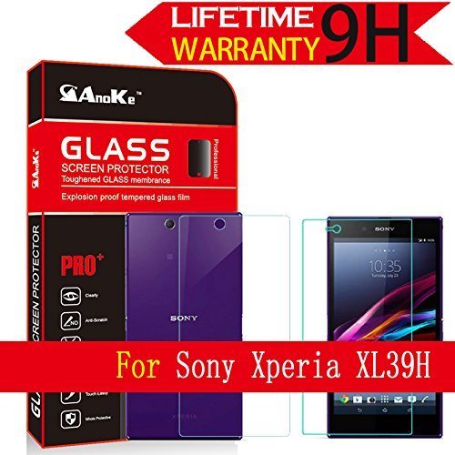 Xperia Z Ultra Glass Screen Protector, (C6833 C6802 C6806)[1 Front & 1 Back] AnoKe(0.3mm 9H 2.5D) Best Tempered Glass Screen Protector Film Shield Guard For Sony XL39h Glass QH
