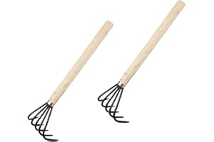 2-Pack Clam Rake with Wooden Handle | High-Carbon Steel Digging Tool for Clams, Oysters & Mussels | Beach Combing Gear for In
