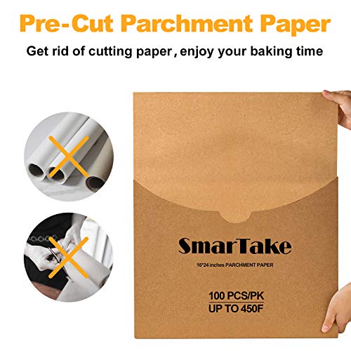 SMARTAKE 16x24 Inches Parchment Paper Baking Sheets, 100 Pcs NonStick