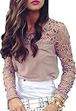 Freedi Women Sexy Hollow Floral Lace Sleeve Blouses Gorgeous Chiffon Shirts