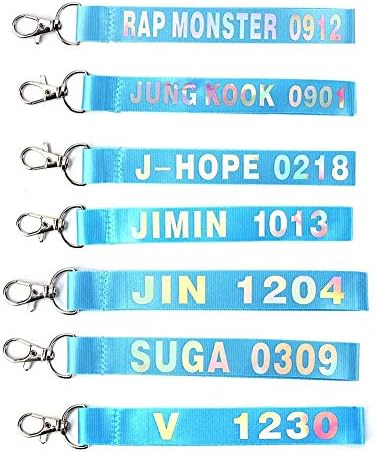 YEeyuTrwd BTS Wristlet Keychain Hand Wrist Lanyard with Lobster hook and Keyring for Key Fob, Key, ID Badge Holder, USB, Purse