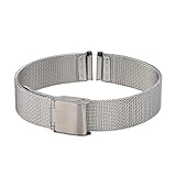 Xuexy 14mm Pebble Time Round Milanese Wire Mesh Stainless Steel Watch Band Strap Replacement Bracelet, Silver