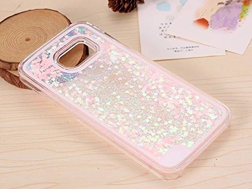 New 2017 Samsung Galaxy 7 Phone Pink and Purple Bling Hearts Water Filled Case Glitter Quicksand Stars (Pink/Purple Glitter Hearts)