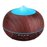 TONERONE Essential Oil Diffuser 400ml Wood Grain Cool Mist Aromatherapy Humidifier Ultrasonic Aroma Humidifier for Office, Baby Room, Bedroom, Conference room, fitness room (Black)