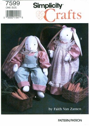 Simplicity 7599 Crafts Sewing Pattern Bunny & Wardrobe