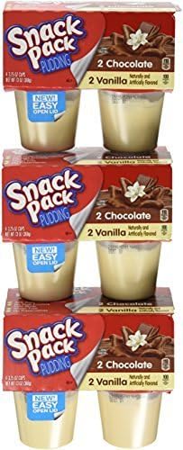 6 X Hunts- Snack Pack Pudding, 3.25 oz, 36 Cups Variety Pack