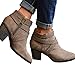 Women Low Heel Ankle Booties Slip On Suede Crisscross Braid Chunky Block Stacked Round Toe Ankle Boots