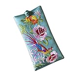 Eyeglass Pouch - Embroidered Floral (Seafoam)