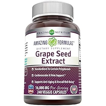 Amazing Formulas Grapeseed Extract 16000 mg Per Serving 240 Veggie Capsules - 20:1 Extract Equivalent to Approximately 16,000 mg of Dry Grape Seed Powder