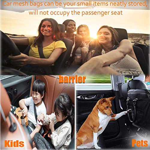 Yibesi Car Net Pocket Handbag Holder,Car Mesh Organizer,Advanced Seat Back Storage Netting Bag for Purse Storage Phone Documents Pocket,Tissue Holder,Barrier of Backseat Pet Kids (Black/Red)