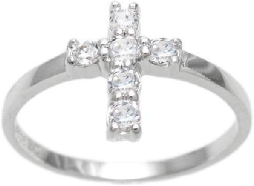 Vooxoo Fashion Design Cute Sterling Silver 0.18 Ct. Cz Simple Cross Ring Size 6-9