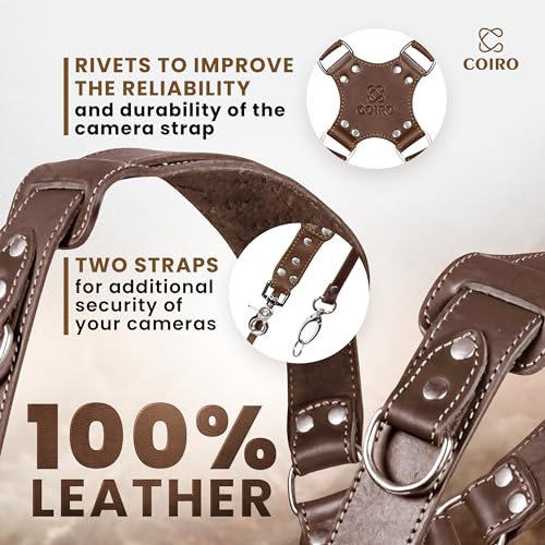 C Coiro Dual Camera Harness for Photographers, Double Adjustable Leather Strap DSLR/SLR, Dual Shoulder Harness