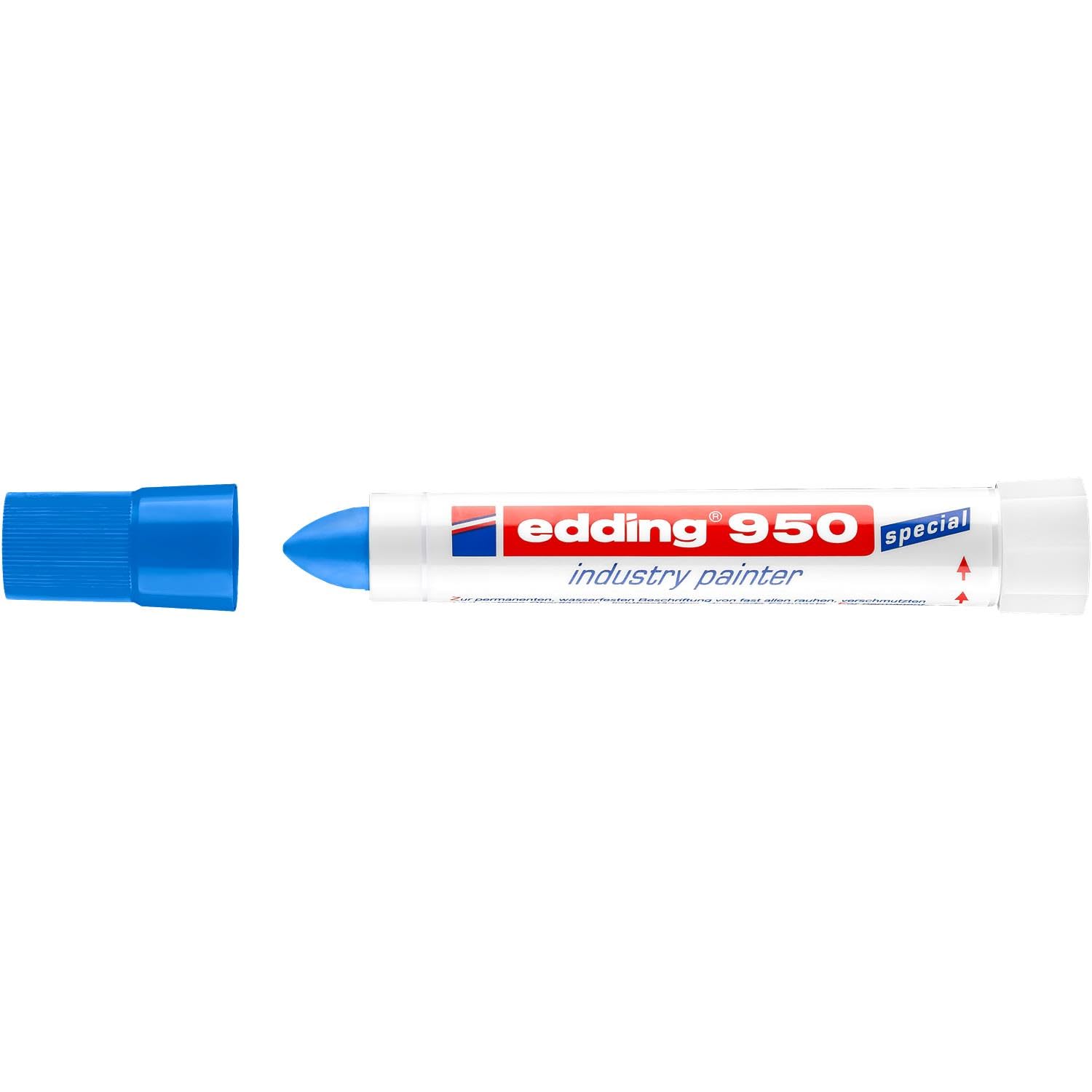 edding 950 industry painter - blue - 10 pens - round tip 10 mm - marker for writing on metal, rocks, wood - rough or wet surfaces - Permanent, waterproof