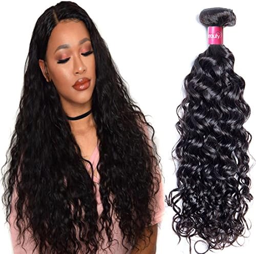 Longqi Beauty hair 10A Brazilian Water Wave Virgin Hair 1 Bundle 100% Unprocessed Remy Human Hair Weaves Natural Black (16 inch, Hair Bundle)