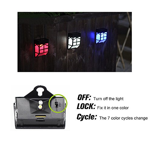 OWSOO Solar Energy Lamp Outdoor Fence Lamps Garden Waterproof Landscape Courtyard Lights Street Stair Wall Colorful Light With Three-way Switch(OFF—CYCLE—LOCK)