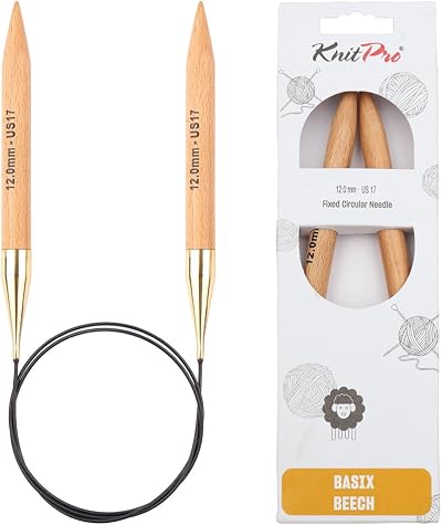 KnitPro Basix Beech Fixed Circular Needles 32in 80cm 12.00mm