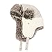 Urban Outfitters Womens Wool Faux Fur Warm Winter Trapper Aviator Hat,Knitted White/Grey,Regular